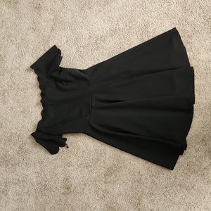 Black Scalloped Off the Shoulder Dress